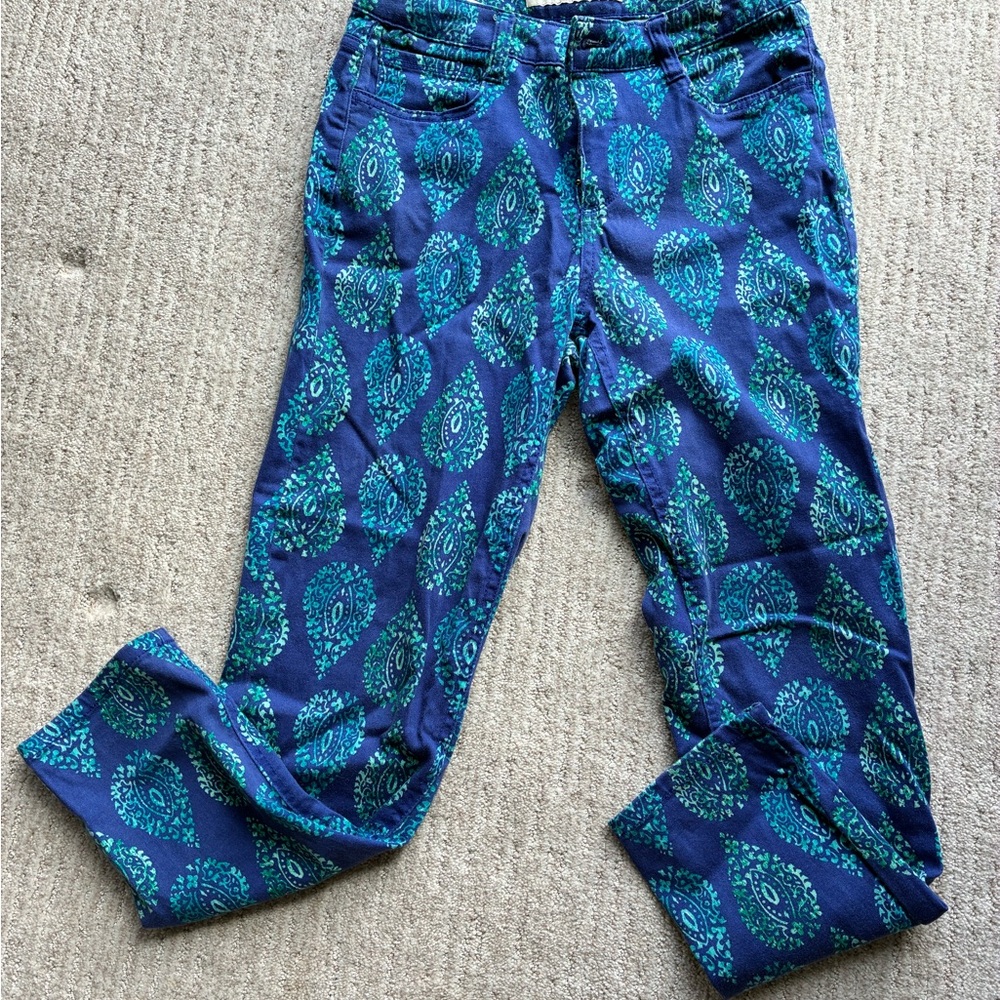 Jones New York Blue and Green Paisley Jeans, SoHo Ankle Jeans